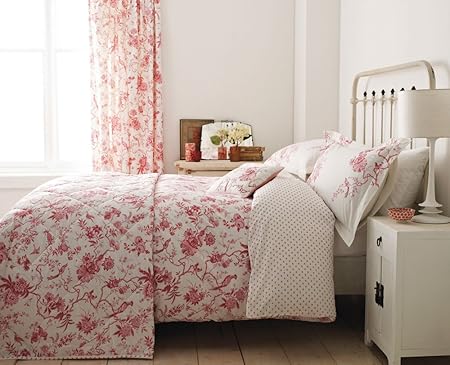 Sanderson Pillemont Toile Curtains 66 X 72 Pink Tape Top