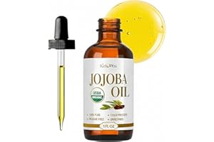 BodyJ4You Organic Jojoba Oil for Skin - USDA Organic 100% Pure Natural - Face Skin Gua Sha Facial Dermaplaning Hair Scalp Massage - Unrefined Cold Pressed Hexane Free - Base Carrier Wax - 1 Fl Oz