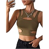 Milumia Women's Cut Out Gothic Tank Top Sexy Going Out Crop Tops Rave Outfits