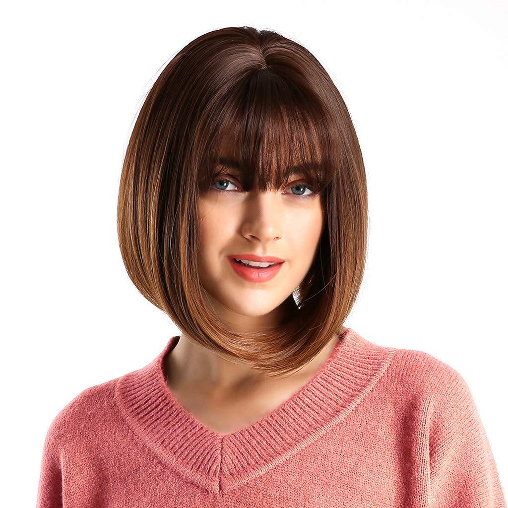 Amazon Com Ladaidra Women Wig With Bangs Bob Hairstyle Fashion