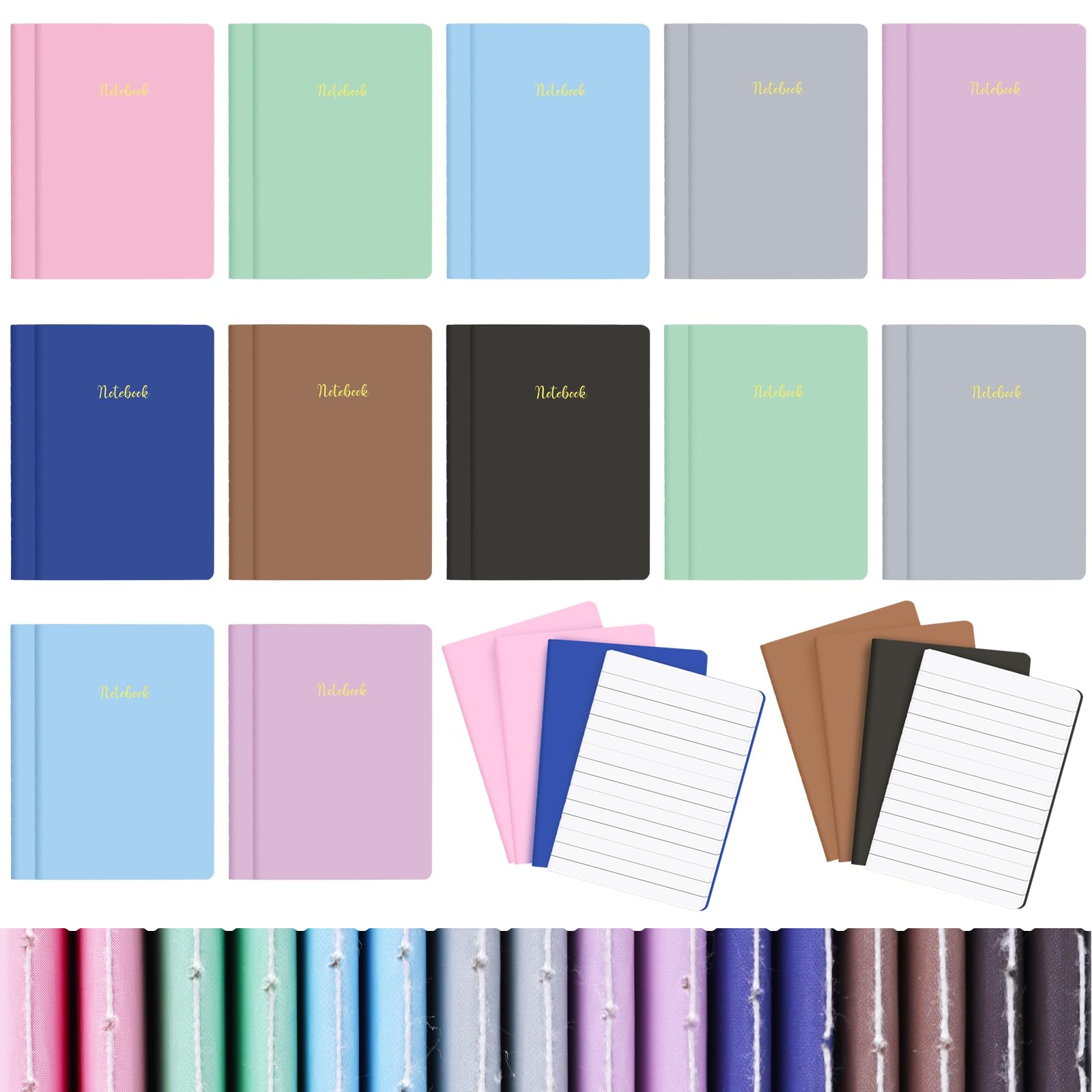 Koogel 32PCS Mini Lined Notebooks,Small Pocket Notebooks 8.9 x 12.7cm Colourful Notepads Journals 8 Colours for Students Traveler School Supplies