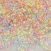 Tibaoffy Mixed Transparent Lined Multicolored Beads Size 6/0 Crafts Glass Seed Beads 4mm for Jewelry Making (Total About 100g About 1200pcs)