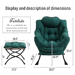 Furlide Lazy Chair with Ottoman, Modern Chair with