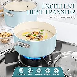 MICHELANGELO 3 Quart Saucepan with Lid - Non Toxic