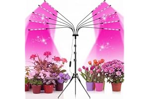 mychoiii Grow Lights for Indoor Plants,10 Heads Red Blue White Full Spectrum Plant Light with 15-60" Adjustable Tripod Stand,
