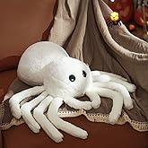 YRXRUS Spider Pillows, Halloween Pillows, Cute Spider Shaped Throw Pillow for Happy Halloween Decoration, White Plush Pillow Gifts, 12x18 in Small Cute Soft Rabbit Fur for Fall Accent Pillow