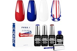 NXJ INFILILA 4th of July Gel Nail Polish Set, 10ml 3 Pcs 4th of July National Flag Red Blue and White Gel Nail Polish, Soak Off UV Lamp Cured Perfect for the 4th of July Accessories Manicure