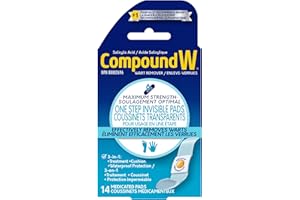 Compound W Wart Remover, Maximum Stength One Step Invisible Pads - 14 Count - Salicylic Acid Wart Remover, For Treatment & Co