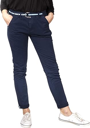 Pantalon de tela azul marino mujer Clearance