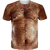 Fanient Hairy Chest for Mens T-Shirts Funny Graphics Crewneck Pattern Short Sleeve Tee Shirts