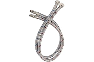 Bathfinesse 40-Inch Long Bathroom Kitchen Faucet Connector Braided Stainless Steel Flexible Supply Hose Water Lines 3/8-Inch Female Compression Thread x M10 Male Connector, x 2 Pcs (1 Pair)，100 cm