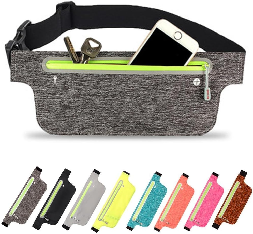 Bufccy Waterproof Ultra-thin Waist Belt Bag Adjustable Waist Pack For Women Men Sports Running Hiking Fits Phone Money Cards