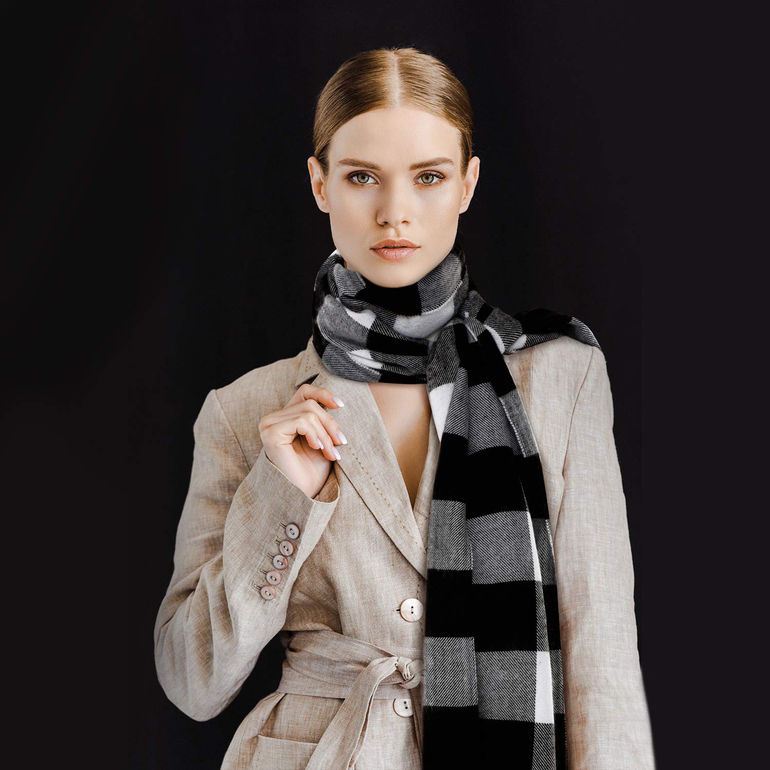 2 Pieces Warm Tartan Plaid Checked Women Winter Scarf and Wraps Unisex 2 Pieces Warm Tartan Plaid Checked Women Winter Scarf and Wraps Unisex