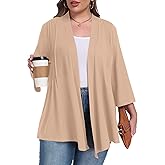 OLRIK Women's Plus Size 3/4 Sleeves Lightweight Cardigan 2026 Spring Open Front Shrugs