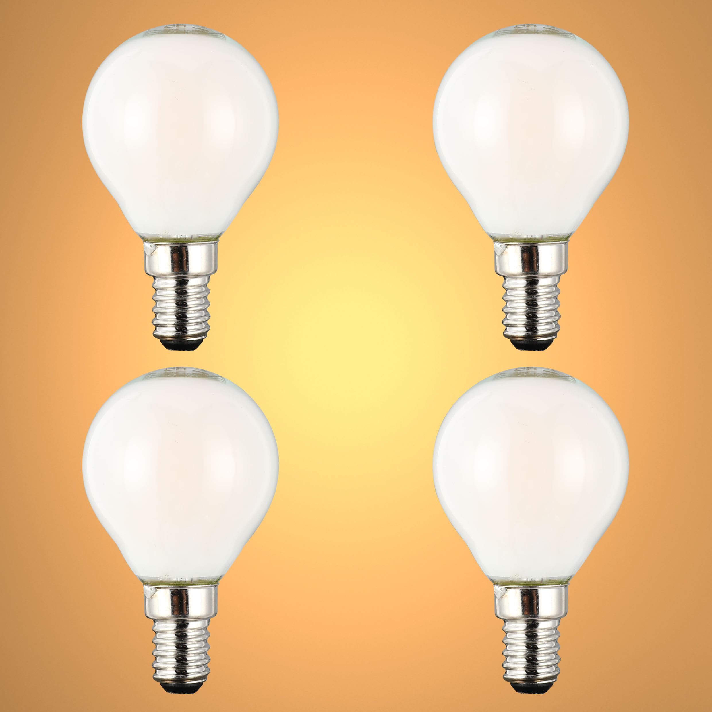 TEKLED® P45 Golf Ball DIMMABLE Filament LED Bulbs | E14 Small Edison Screw | A15 Energy Saving 4W Light Milky White Glass Bulb 37W Incandescent Bulb Equivalent | 2700K 500LM | 4-Pack | Warm White
