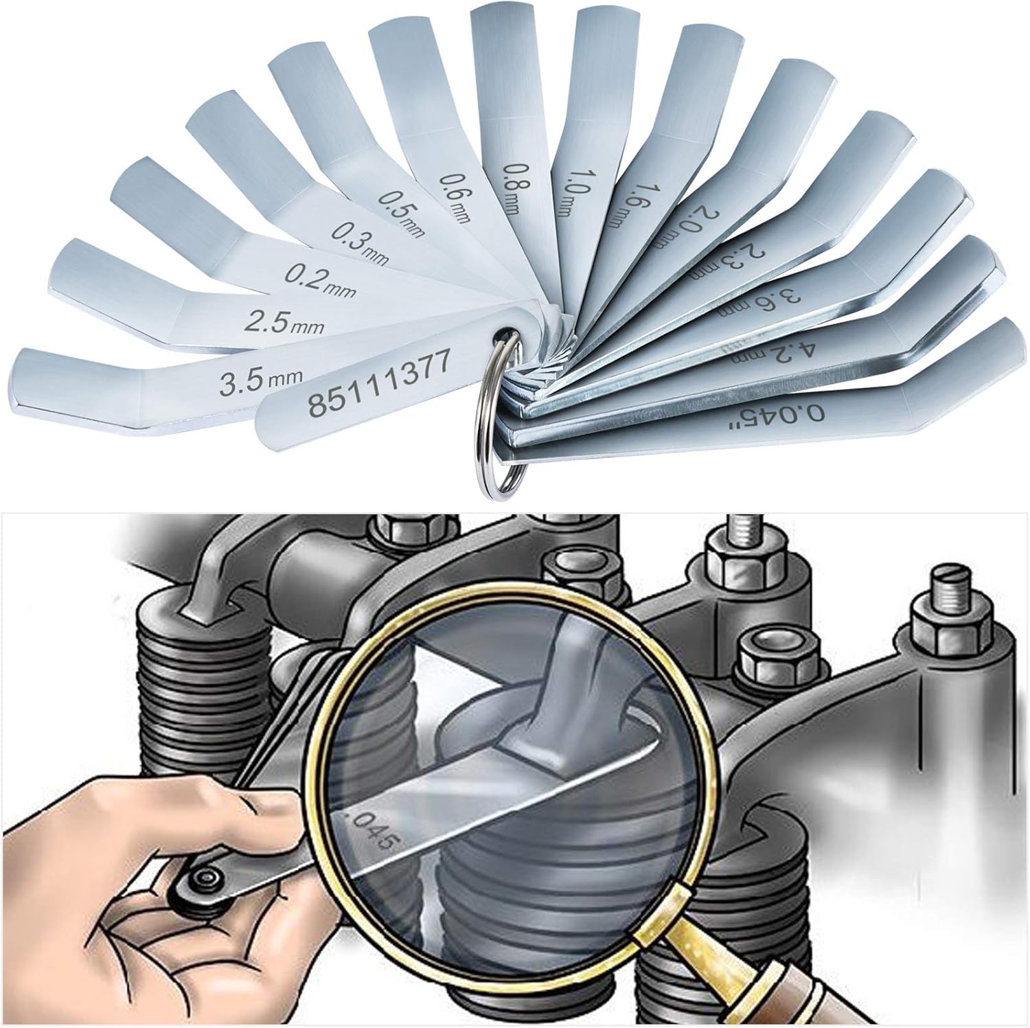 LHFSM Feeler Gauges Set Motorcycle Engine Valve Screw Adjusting Spanner Tool Valve Clearance