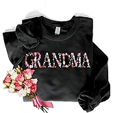 Regamor Embroidery Floral Grandma Sweatshirts For Women Gift Sweatshirt From Grandkids Flower Gift Mothers Day Christmas