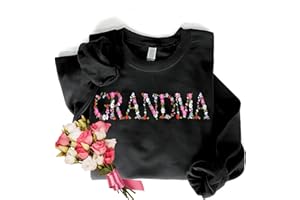 Regamor Embroidery Floral Grandma Sweatshirts For Women Gift Sweatshirt From Grandkids Flower Gift Mothers Day Christmas