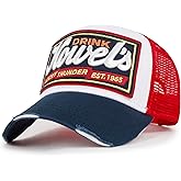 ililily Premium Howels Embroidery Vintage Baseball Cap Distressed Trucker Hat