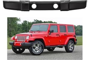 TELFAIR Front Bumper Cover Compatible with 2007-2018 Jeep Wrangler JK - Fits Rubicon, Sahara, Sport & Unlimited Models - Replaces OE # 1FN67RXFAA, CH1000900 - With Fog Light & Tow Hook Holes