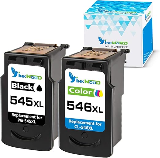 Inkwood Remanufactured PG 545XL CL 546XL Ink Cartridges Compatible with Canon Pixma MG2550s 