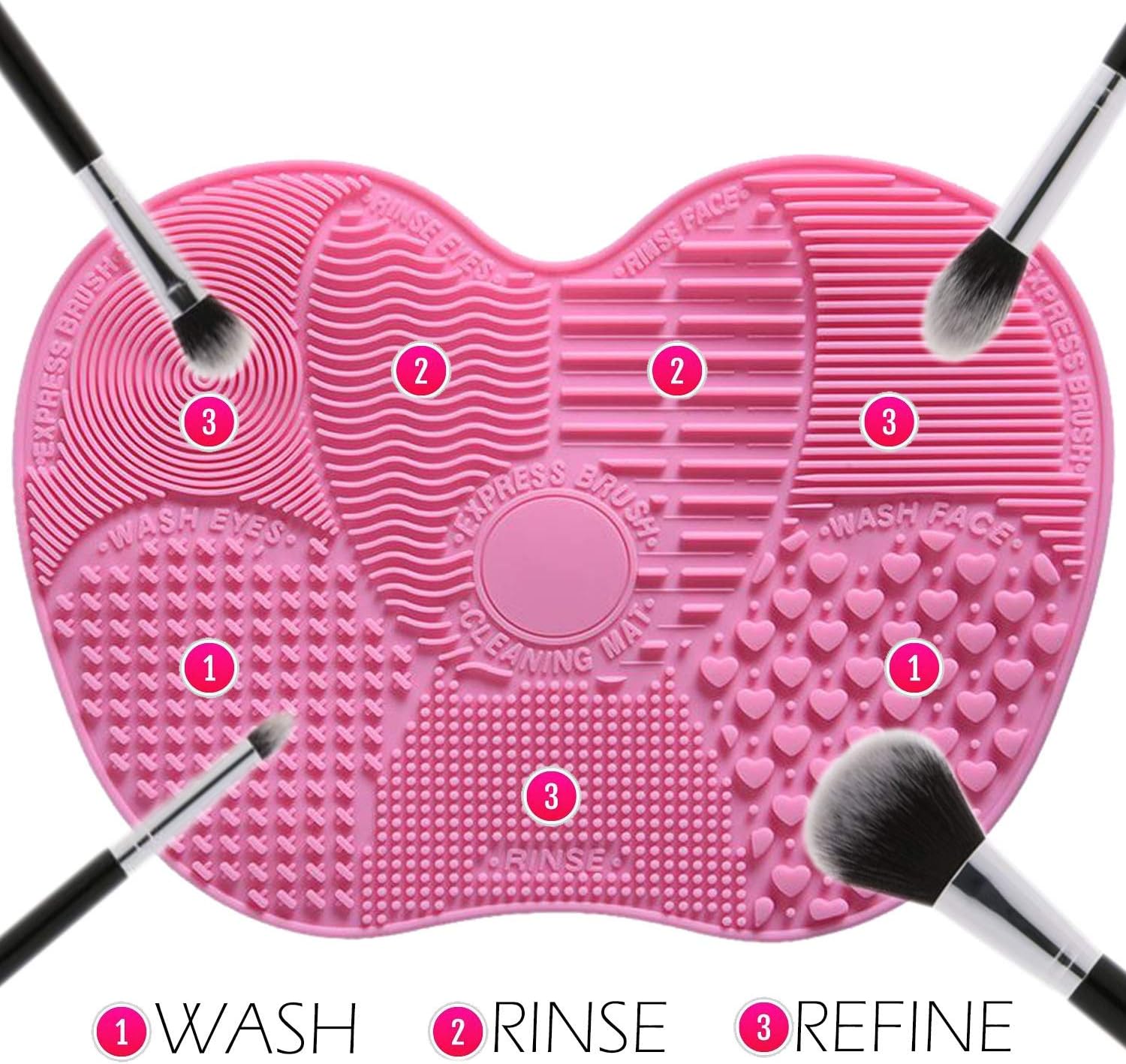 Silicone Makeup Brush Cleaner Mat, Pink - Image 5