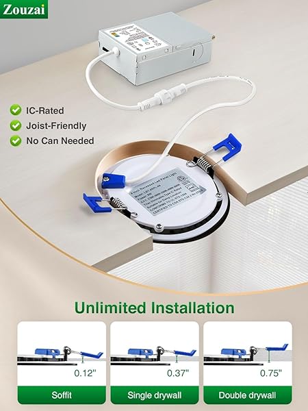 ZOUZAI 24 PACK 4 INCH BLACK 5CCT SELECTABLE ULTRA-THIN LED RECESSED CEILING LIGHT WITH JUNCTION BOX,9W EQV 80W, DIMMABLE, LED CAN LIGHTS – ETL AND ENERGY STAR CERTIFIED