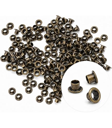 HARFINGTON 300set Grommets Kit Metal Eyelets 3mm 1/8 Hole Tiny Grommet with Washers for Shoes Clothes Belt Tag Bag Fabric Leather DIY Project, Gold Tone