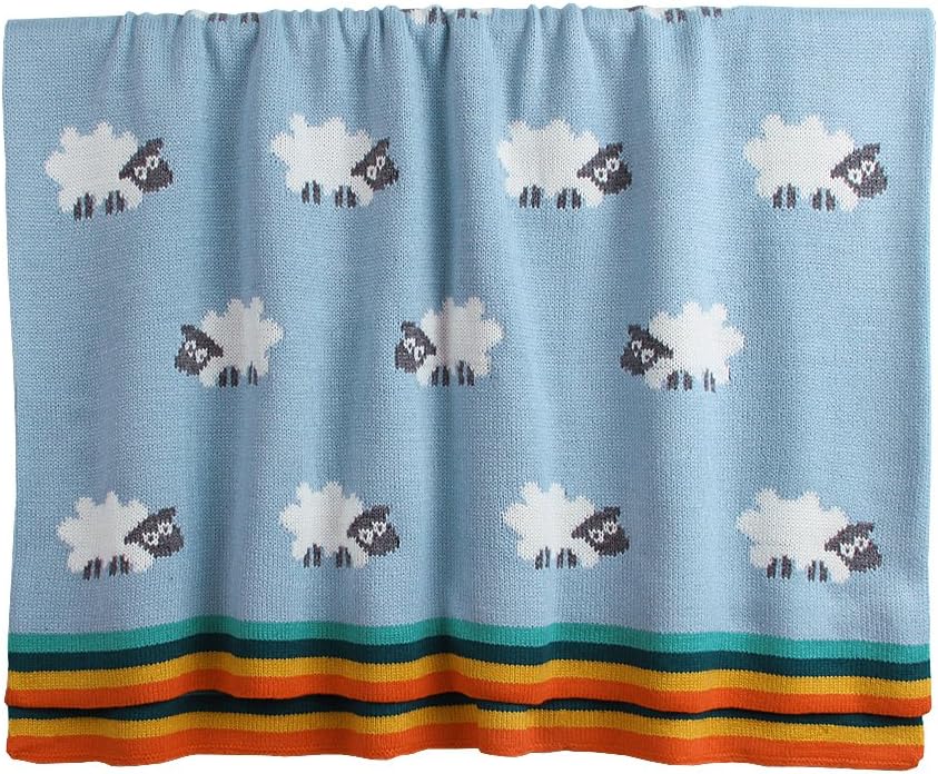 Couvertures Douces Couverture Pour Bebe Tricotee Par Mimixiong Motifs De Moutons Bleu Double Couche Bebe Puericulture Matelas Et Linge De Lit Safeguardsoftwash Com