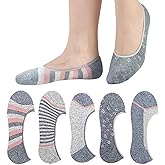 RYI 5-Pack No Show Socks for Women Size 6-9 Ankle Invisible Non-slip Athletic Socks