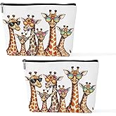 Wenboco 2 Pcs Funny Giraffe Makeup Bag, Giraffe Decor Cosmetic Bags Travel Organizer Bag Makeup Pouch, Sister Birthday Christmas Gift for Women Mom Friend, Animal Lovers Gifts for Women