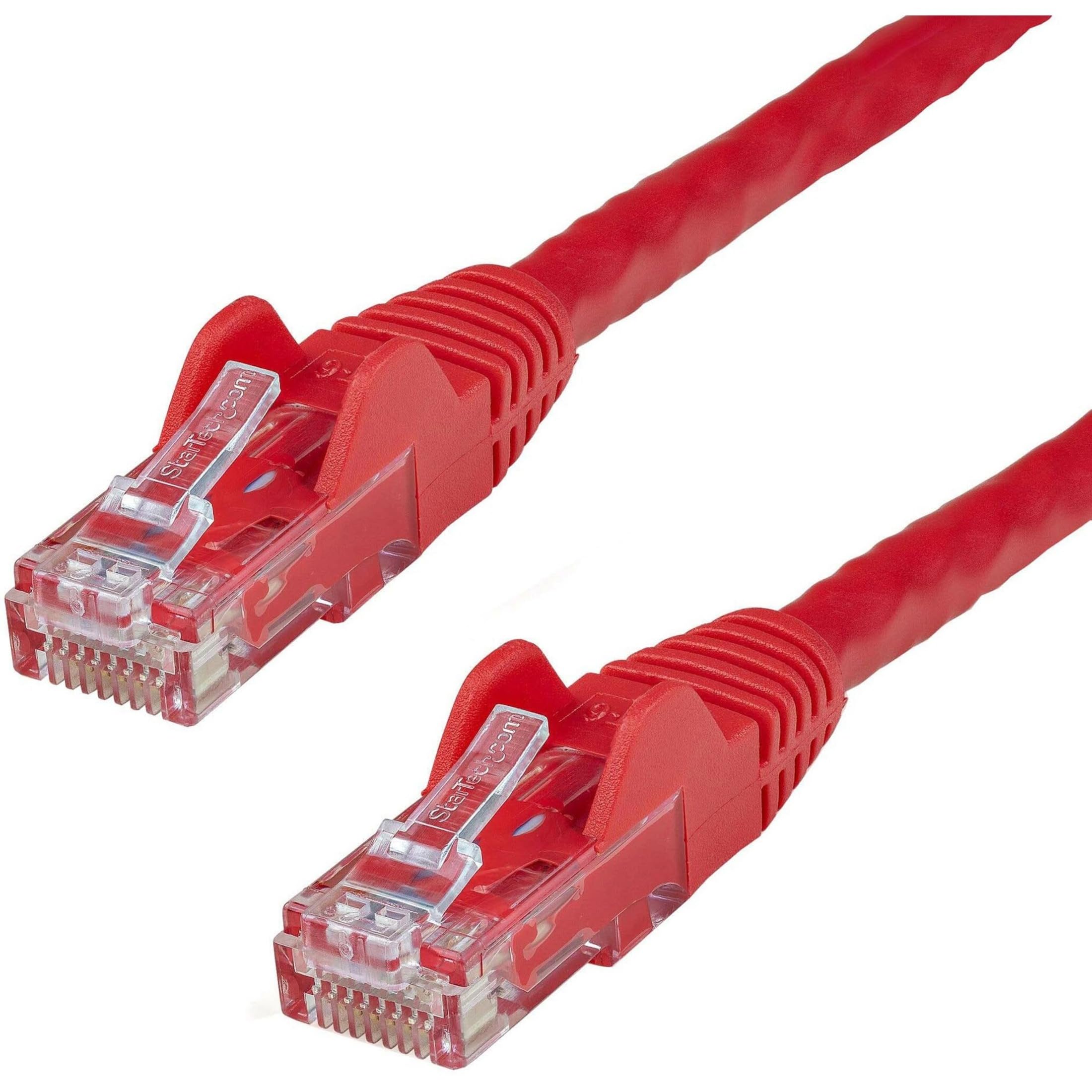StarTech.com 100ft CAT6 Ethernet Cable - Red CAT 6 Gigabit Ethernet Wire - 650MHz 100W PoE RJ45 UTP Network/Patch Cord Snagless w/Strain Relief Fluke Tested/Wiring is UL Certified/TIA (N6PATCH100RD)