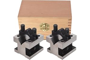 TINVHY 2-3/8In x 2-3/8In x 2In Multi-Use V-Block and Clamp Machinist Set with Box, Hardened Steel