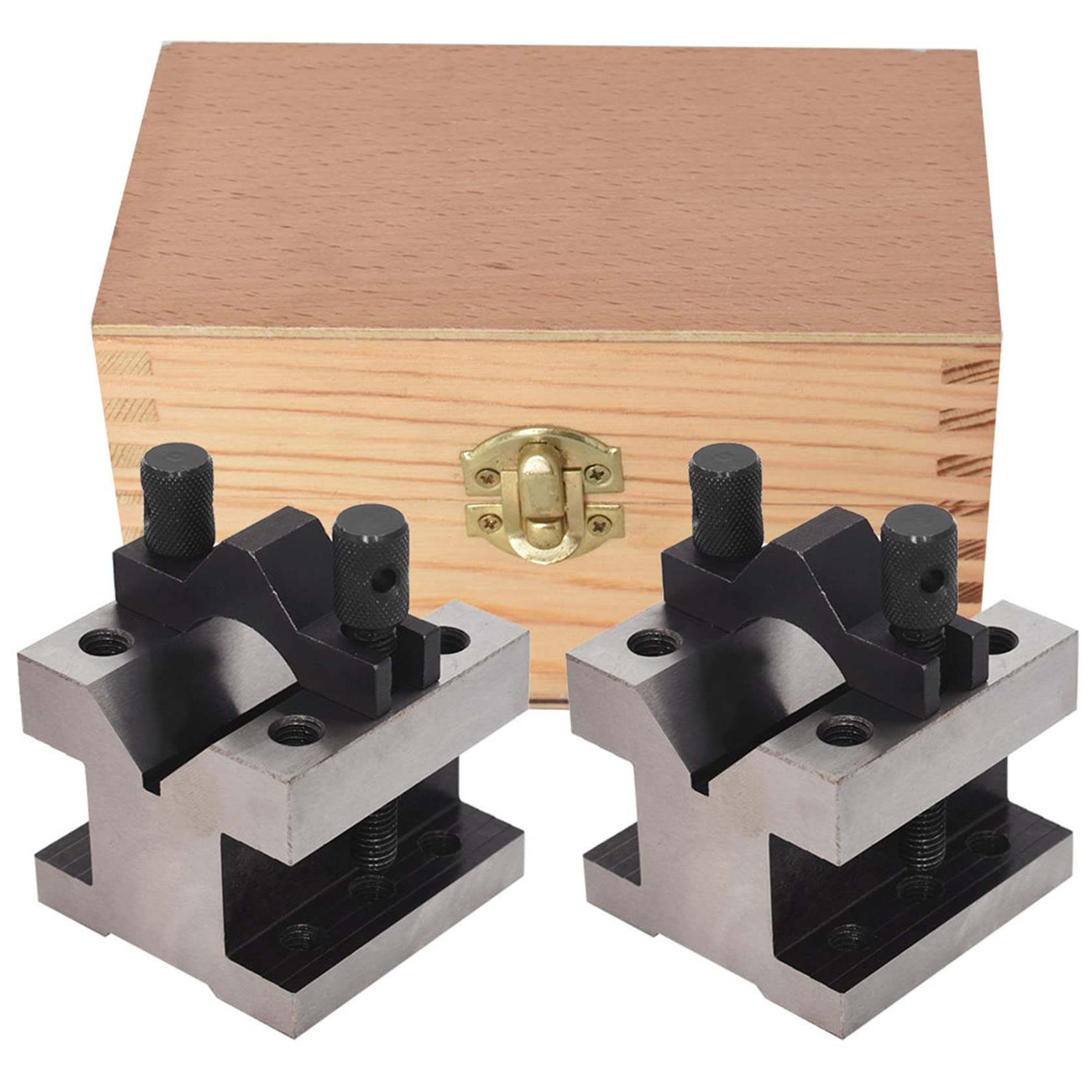 Photo 1 of TINVHY 2-3/8In x 2-3/8In x 2In Multi-Use V-Block and Clamp Machinist Set with Box, Hardened Steel