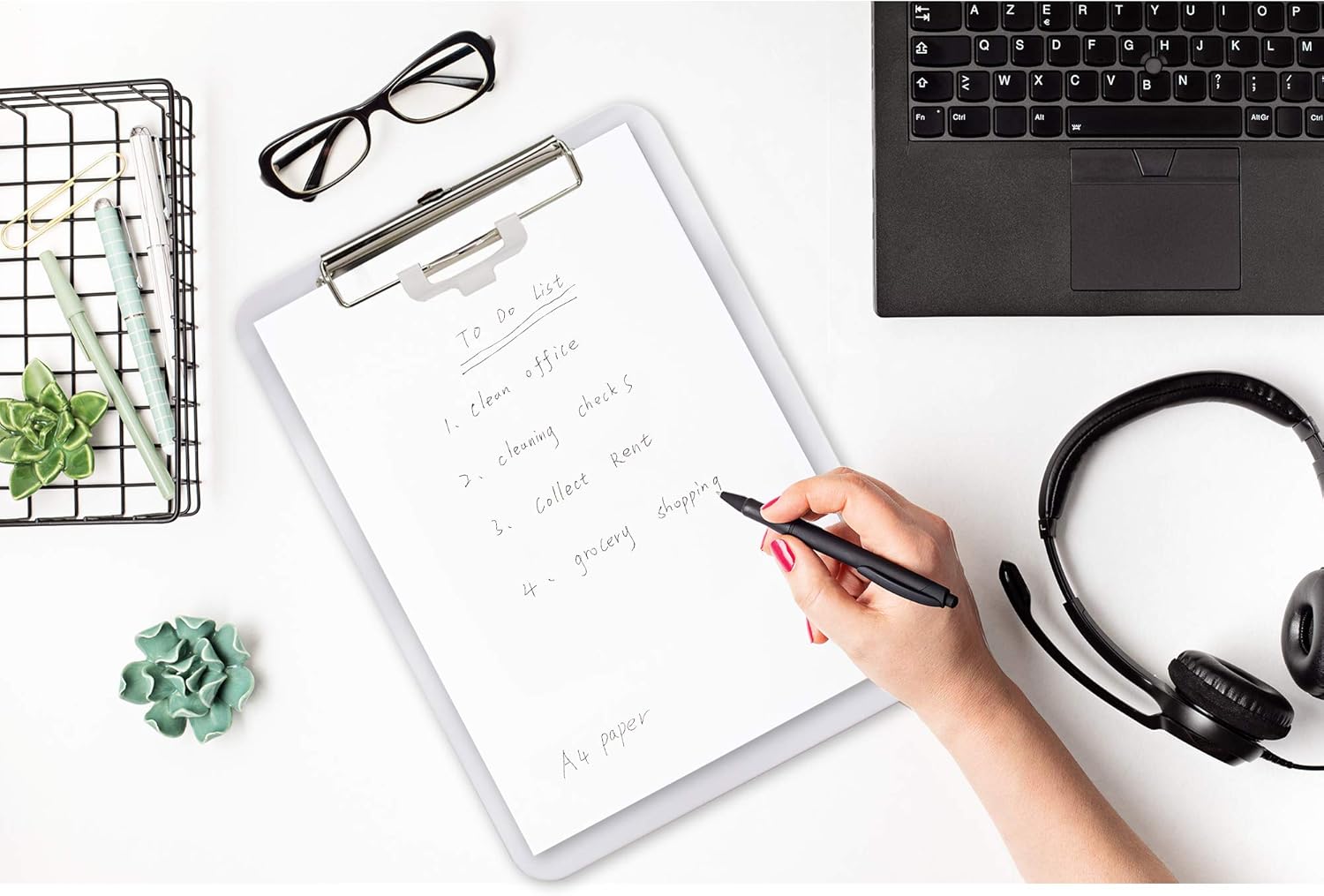 Hongri Plastic Clipboard, White Clipboard Standard A4 Letter Size Clipboards for Nurses, Students, Office and Women, Clipboard with Pen Holder and Low Profile Clip, Size 12.5 x 9 Inch, (White) : Office Products