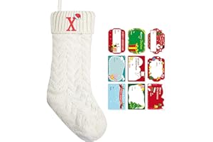 ZGCYSMHT Christmas Stockings Personalized Custom Initials 18 Inches Knitted Christmas Stockings with Letter Fireplace Hanging Monogram Xmas Stockings for Kids,Family Holiday Party Decoration（White X）