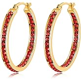 CiNily Stainless Steel Cubic Zirconia Hoop Earrings Silver/Gold Plated Earrings for Sensitive Ears