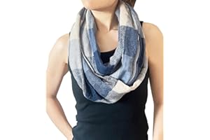 stylesilove Winter Plaid Infinity Scarf with Hidden Zipper Pocket Fashion Travel Scarf for Women and Men