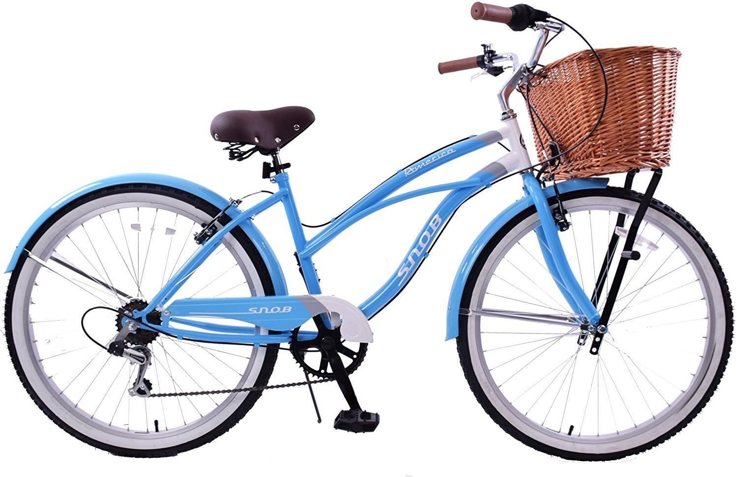 Ammaco 1D3620 LIFESTYLE LADIES BICYCLE USA 16" BEACH CRUISER CLASSIC CALIFORNIA STYLE+BASKET LIGHT BLUE