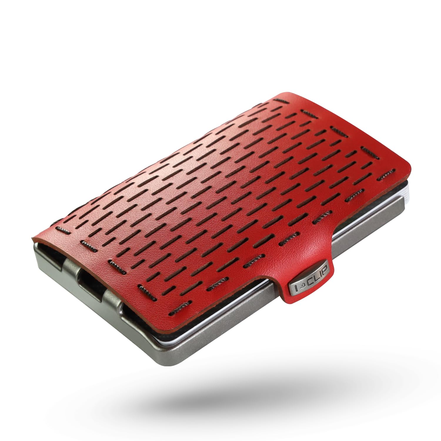 I-CLIP Original Wallet with Coinpouch - Leather Wallet - Cardholder with Moneyclip - Slim Wallet - Red