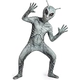 Kids Alien Costume, 3D Printed Jumpsuit for Boys Girls | Ideal for Halloween Costume, Trick-or-Treat, 100th Day of School, Birthday, Space Themed Dress-up