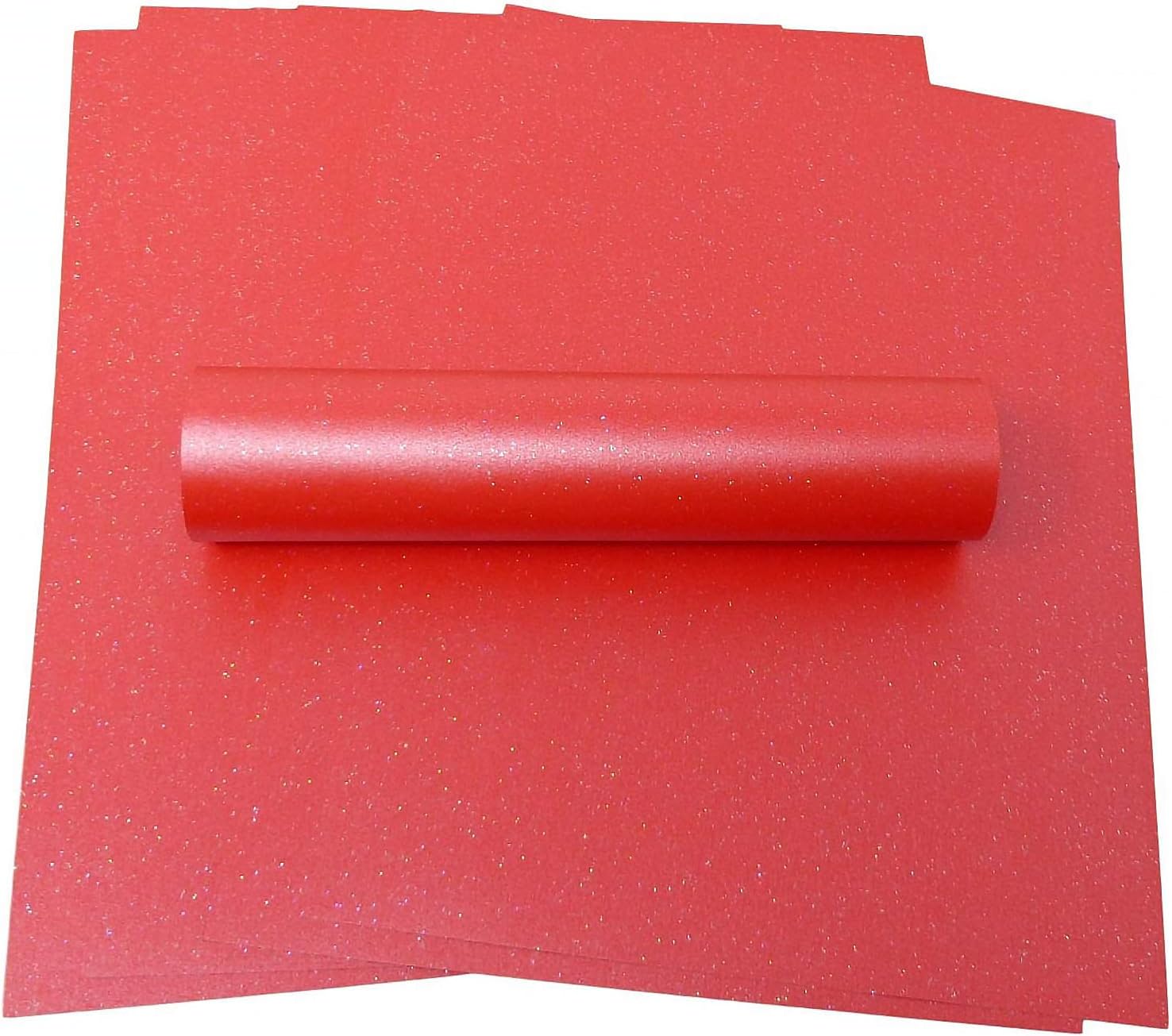 10 Sheets A4 Christmas Red Sparkle Paper with Iridescent Sparkle 120gsm One Sided for Crafts Card Making