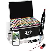 Brled 320 Colors Alcohol Markers with Free App, Chisel & Fine Tip Alcohol-Based Marker Set for Adults, Dual Tip Artist Markers for Drawing, Coloring Illustration, Painting and Great Gift Idea