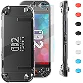 PAWDIARY Clear Dockable Case for Nintendo Switch 2 2025, Slim Switch 2 Accessories Kit Skin with HD Screen Protector & 8 Thumb Caps, PC Hardshell Design with Anti-scratch, Waterproof, Shockproof