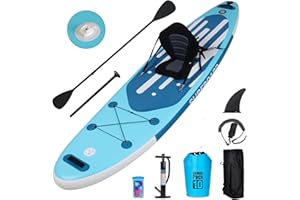 YU YUSING YUSING Inflatable Paddle Board with Seat, 11' x 32'' x 6" SUP, Paddle Boards for Adults, Non-Slip Deck SUP Paddle Board with Premium Kayak and SUP Accessories,3 Removable Fins