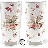 MOTERMATE Easter Gifts for Kids Toddlers Teens Women Girls Boys, Easter Bunny 20oz Travel Coffee Mug Tumbler, Easter Cups with Lids for Kids,Wildflower Stainless Steel Water Tumbler with Lid and Straw