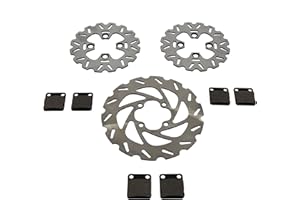CYCLEATV Front & Rear Sport Brake Rotors & Brake Pads fits Yamaha 350 Raptor YFM350 2004-2013