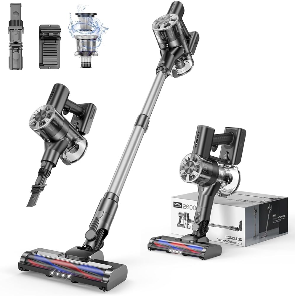 Cordless Vacuum Cleaner for Home, 80,000PRM Powerful 4 in 1 Lightweight Stick Vacuum with 2 Adjustable Suctions, Max 40 Mins