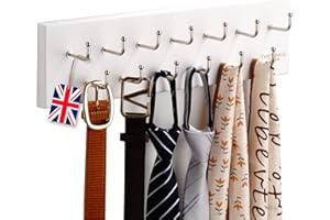 Treehouse Belt Organizer Rack, Holds Over 28 Large Belts, Sturdy Metal & Solid Wood Storage Holder for Closet, Versatile, Wal