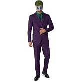 Offstream Men's DC Comics Joker Costume &ndash; Purple 3-Piece Slim Fit | Licensed DC Comics design, Slim Fit blazer, pants &amp; tie, classic joker costume men full set, adult halloween costumes men